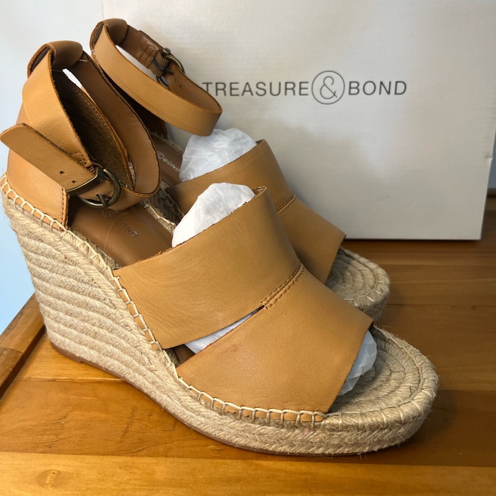 TREASURE & BOND - Annabel tan leather wedge espadrille - SALE MUST GO!